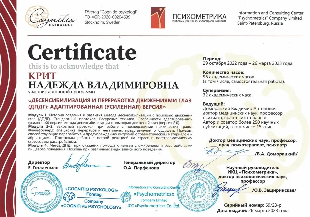 Диплом психолога повышение квалификации 2023
